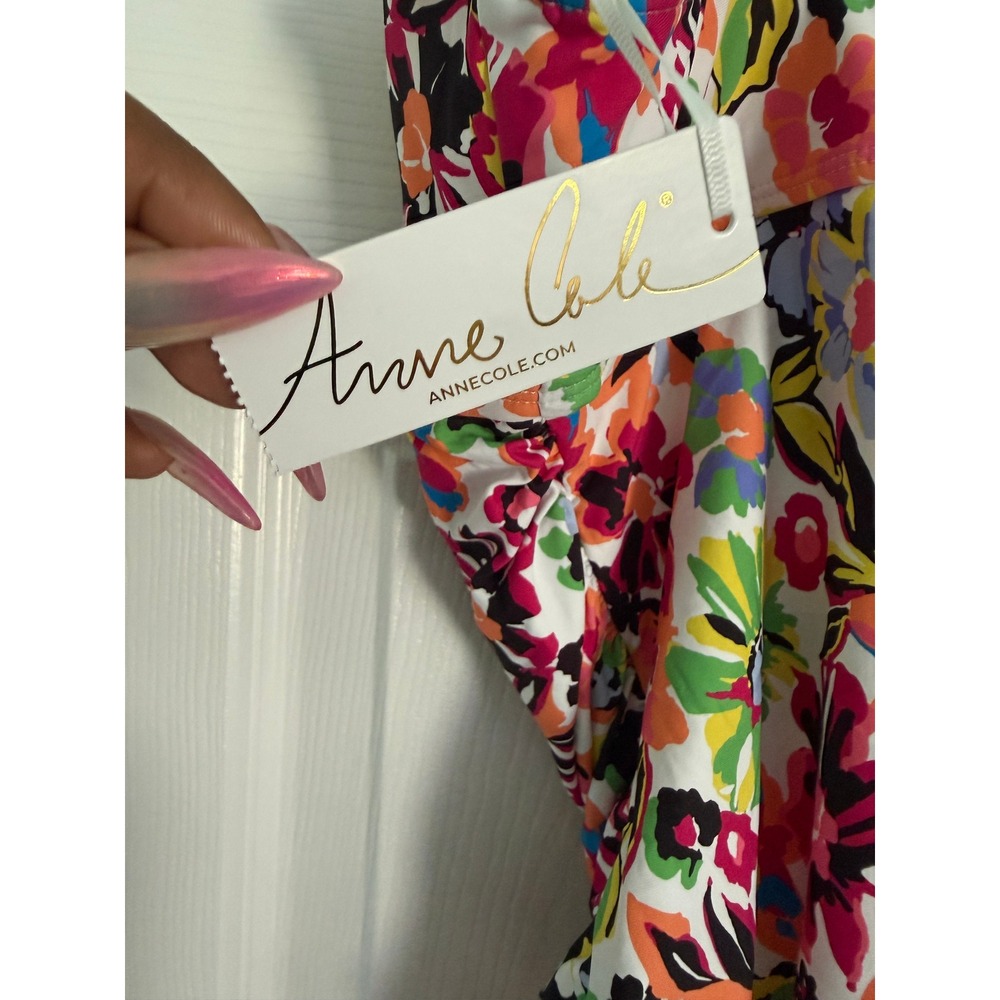 Anne Cole Floral Ruched One Piece Swimsuit Multicolor 18W - Picture 4 of 7